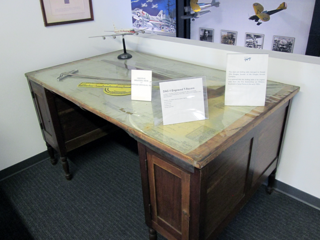 This desk belonged to Donald Douglas, founder of the Douglas Aircraft Company